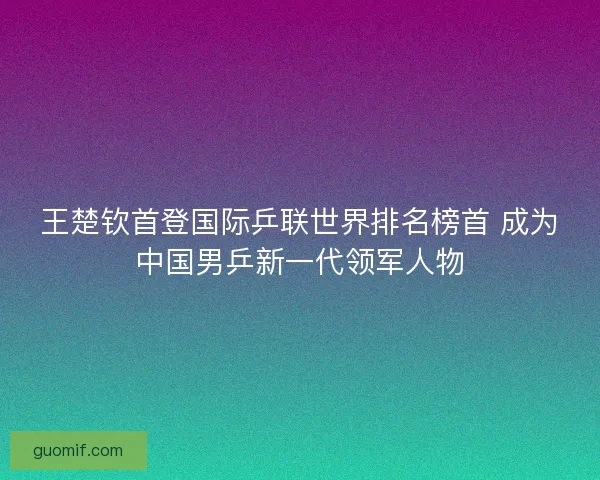 王楚钦首登国际乒联世界排名榜首 成为中国男乒新一代领军人物